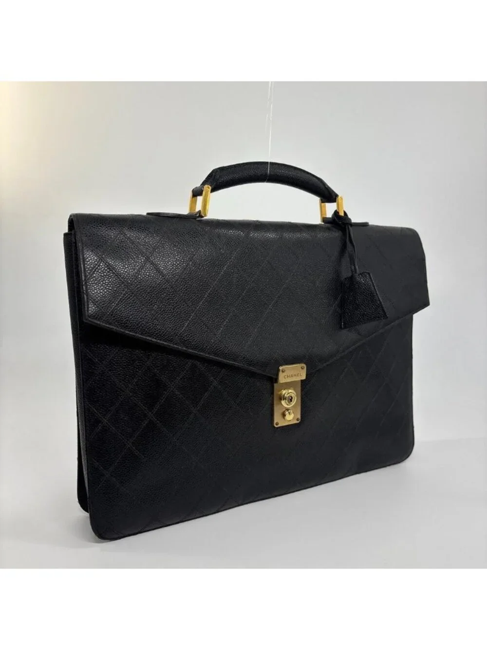 Chanel Bicolor Caviar Leather Business Briefcase Black